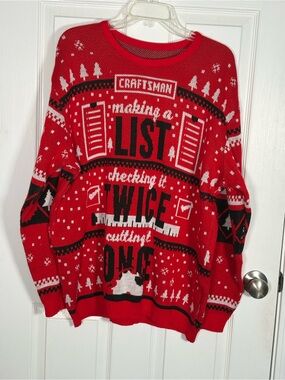 Craftsman Red and Black Graphic Crewneck Sweater Size Large